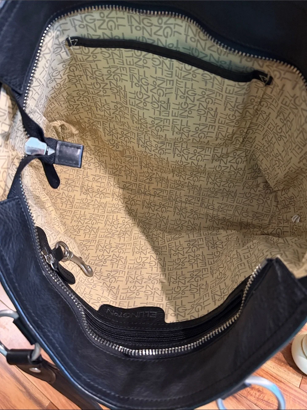 Ellington Black Leather Tote 15”x11”